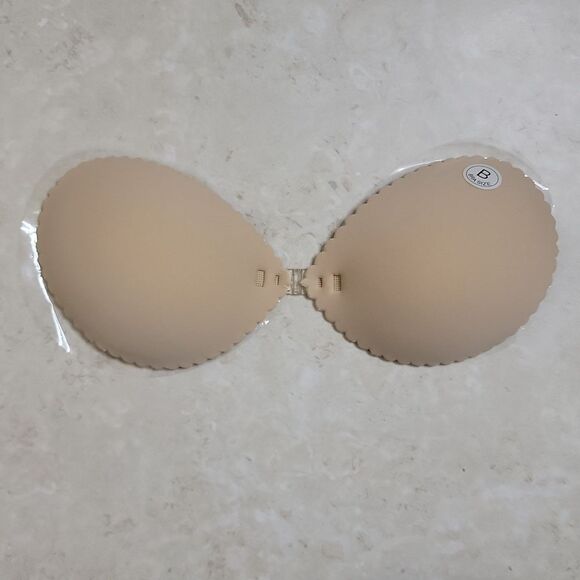 Self Adhesive Bra B Cup Backless Seashell Scallop Nude - Picture 1 of 9